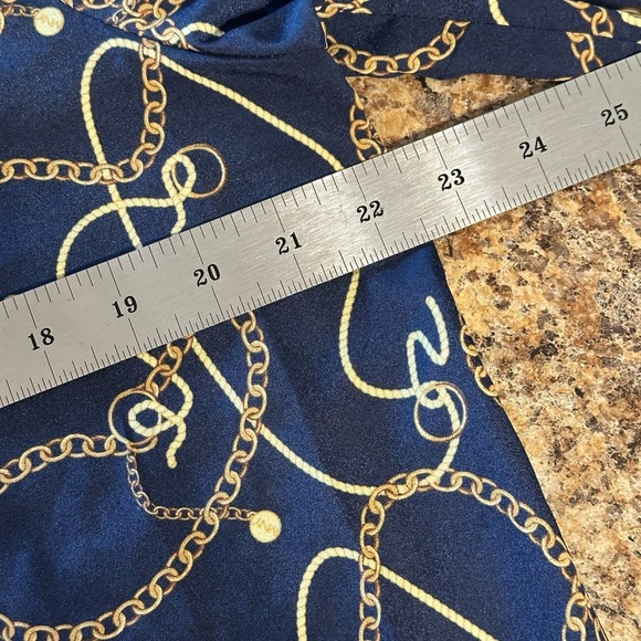 Marc New York Andrew Marc Womens Navy Blouse Large Chain Design Long Sleeves - Picture 6 of 13